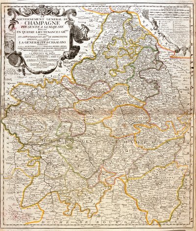 Mappa della Champagne (Francia) (incisione) da Jean Baptiste Nolin