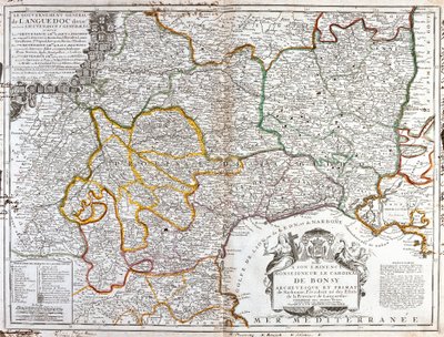Mappa del Languedoc (Sud della Francia) (incisione) da Jean Baptiste Nolin