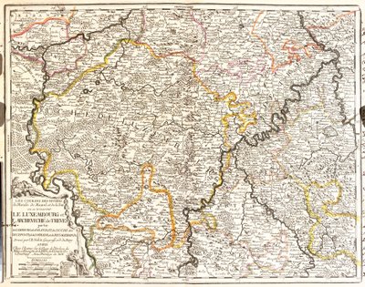 Mappa del Lussemburgo e della diocesi di Treviri (Germania) da Jean Baptiste Nolin