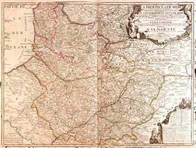 Mappa della Piccardia (Francia) da Jean Baptiste Nolin