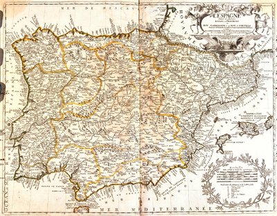 Mappa della Spagna e del Portogallo da Jean Baptiste Nolin