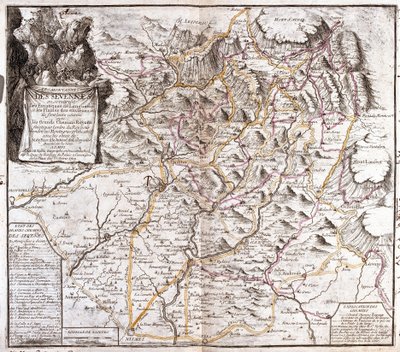 Mappa delle Cevenne (Francia) da Jean Baptiste Nolin
