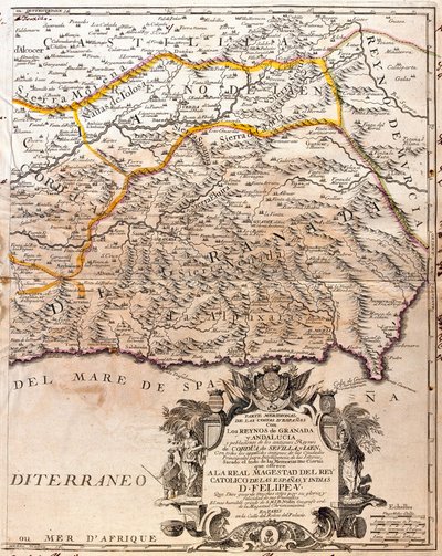Mappa della provincia di Granada (Spagna) da Jean Baptiste Nolin