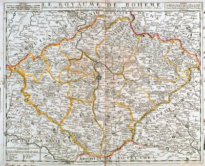 Mappa del Regno di Boemia (Repubblica Ceca) (incisione) da Jean Baptiste Nolin