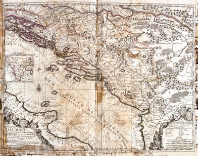 Mappa del Regno di Dalmazia (attuale Croazia e Montenegro), sulla costa del Golfo di Venezia (Mar Adriatico) da Jean Baptiste Nolin