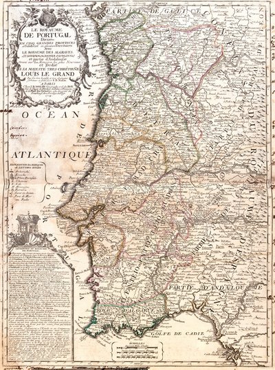 Mappa del Regno del Portogallo (incisione) da Jean Baptiste Nolin