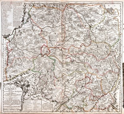 Mappa della diocesi di Limoges (Francia) da Jean Baptiste Nolin