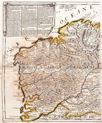 Mappa del Regno di Galizia (Spagna) da Jean Baptiste Nolin