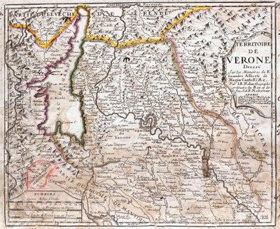 Mappa del territorio di Verona (Veneto, Italia) da Jean Baptiste Nolin