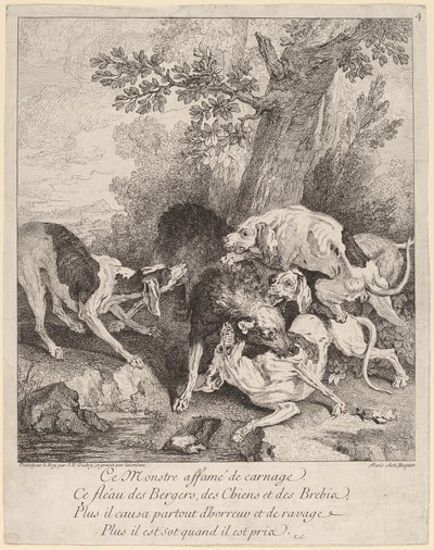 Un lupo attaccato dai cani da Jean Baptiste Oudry