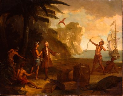 America - Un mercante europeo che negozia con i nativi americani per un barile di tabacco e altri beni da Jean Baptiste Oudry