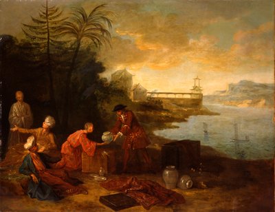 Asia - Un mercante europeo che compra porcellana da un commerciante cinese, 1724 da Jean Baptiste Oudry