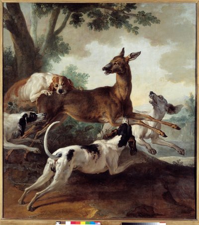 Cervo inseguito dai cani da Jean Baptiste Oudry
