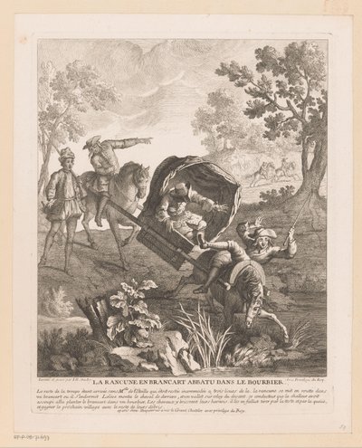 Carrozza con cavalli cade in acqua da Jean Baptiste Oudry