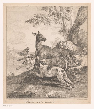 Cervo attaccato da cani da caccia da Jean Baptiste Oudry