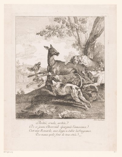 Cervo attaccato da cani da caccia da Jean Baptiste Oudry