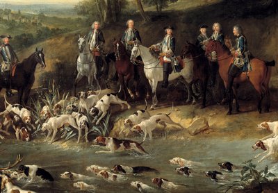 Re Luigi XV caccia cervi nella foresta di Saint Germain nel 1730 (dettaglio) da Jean Baptiste Oudry