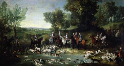 Luigi XV (1710-1774) caccia al cervo nella foresta di Saint-Germain, 1730 da Jean Baptiste Oudry