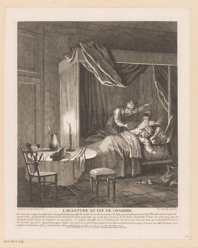 Uomo svegliato da un vaso da notte rovesciato su di lui da Jean Baptiste Oudry
