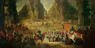 Riunione per la caccia di Puits-du-Roi a Compiegne da Jean Baptiste Oudry