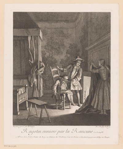 Ragotin ubriaco su una sedia vicino al fuoco da Jean Baptiste Oudry