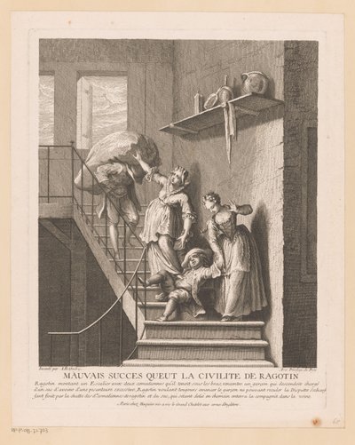 Ragotin con due dame su una scala da Jean Baptiste Oudry