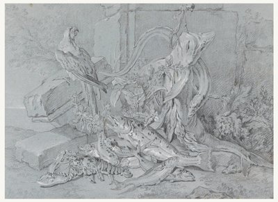 Natura morta con pesce e pappagallo da Jean Baptiste Oudry