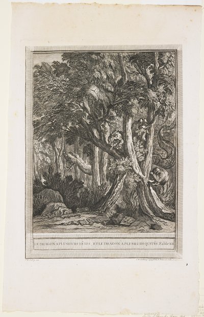 Il drago dalle molte teste, Favola XII, c. 1753-1755 da Jean Baptiste Oudry