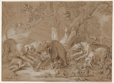 Scrofa selvatica e i suoi piccoli attaccati dai cani, 1748 da Jean Baptiste Oudry