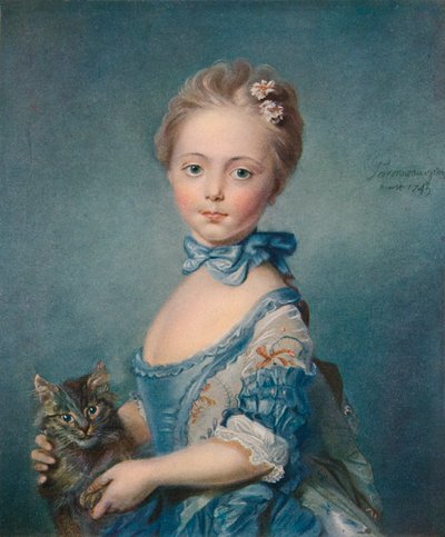 Ragazza con un gattino da Jean Baptiste Perronneau