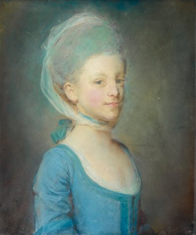 Ritratto di una giovane donna con un fazzoletto di garza a righe da Jean Baptiste Perronneau