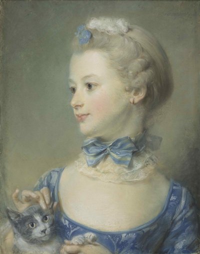 La bambina con il gatto Marie-Anne Huquier, 1747 da Jean Baptiste Perronneau