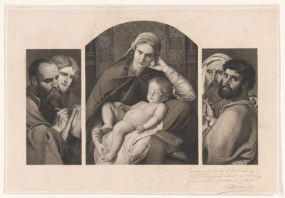 Trittico: Maria con Cristo in grembo e due gruppi di due apostoli da Jean Baptiste Pierre Michiels (signed by artist)