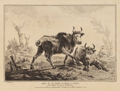 Quaderno di sei fogli di buoi e vacche da Jean Baptiste Pillement