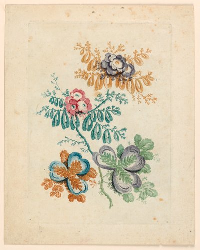 Motivo floreale fantastico da "Nouvelle Suitte de fleurs idéales" da Jean Baptiste Pillement