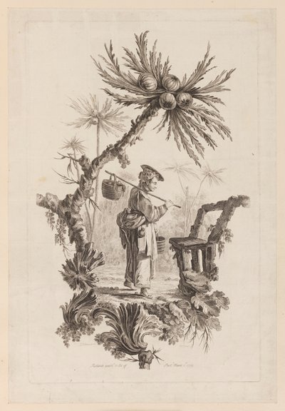 Figura con cesto sotto un ramo da Jean Baptiste Pillement