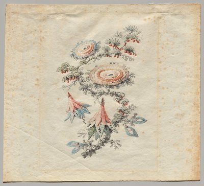 Disegno di ricamo floreale per la manifattura di seta di Lione da Jean Baptiste Pillement