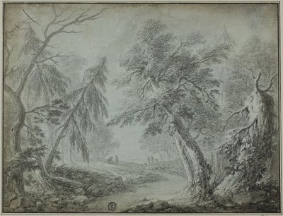 Foresta con ruscello e figure da Jean Baptiste Pillement