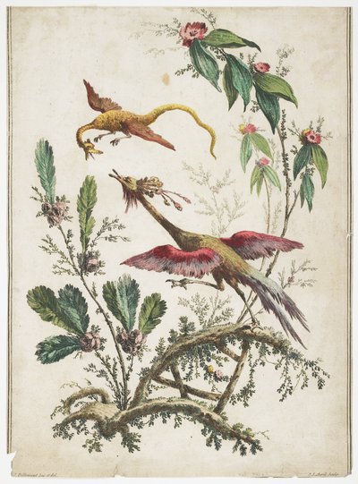 Ornamento. Chinoiserie. Fiori e uccelli, 1770 da Jean Baptiste Pillement