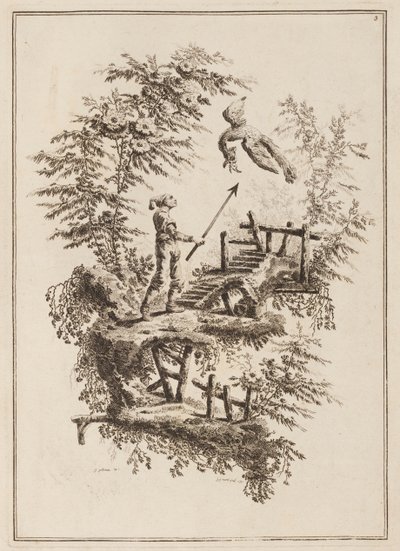 Tavola 3, "Suite de douze Pêcheurs et Chasseurs" da Jean Baptiste Pillement