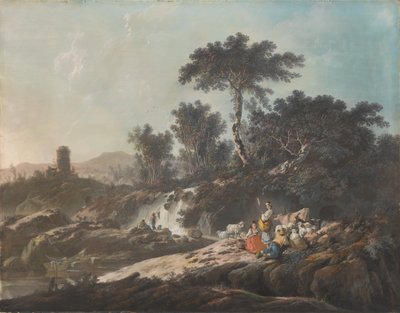 Pastori che riposano vicino a un ruscello da Jean Baptiste Pillement