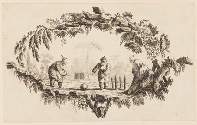 Tre figure che giocano con una palla, da "Recueil de Plusieurs Jeux d