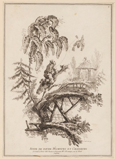 Pagina del titolo, "Suite di dodici pescatori e cacciatori" da Jean Baptiste Pillement