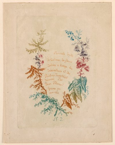 Pagina del titolo per "Nouvelle Suitte de Cahiers de fleurs idéales" No. 2 da Jean Baptiste Pillement