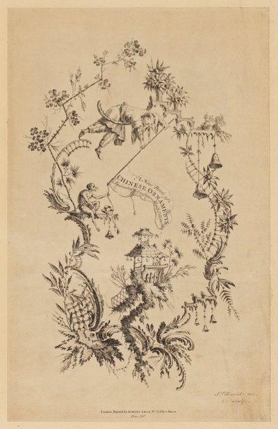 Pagina del titolo, da "Un nuovo libro di ornamenti cinesi" da Jean Baptiste Pillement