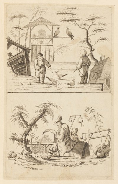 Due scene cinesi da Jean Baptiste Pillement