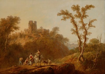 Paesaggio Collinare Boschivo con Contadini da Jean Baptiste Pillement