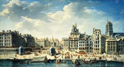 Una piazza sulle rive della Senna a Parigi da Jean Baptiste Raguenet