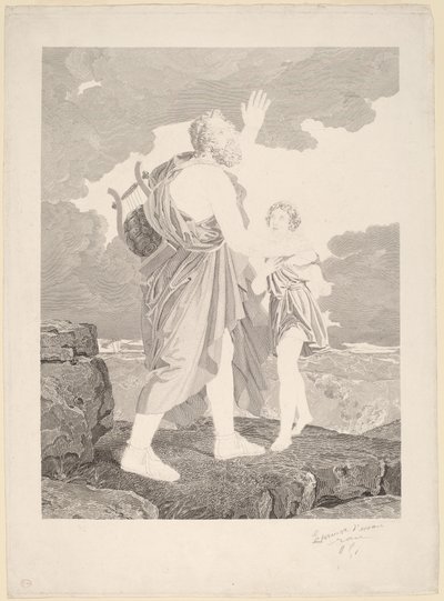 Omero cieco da Jean Baptiste Raphael Urbain Massard, after Baron François Gerard