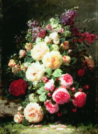 Natura morta con rose su una riva muschiosa da Jean Baptiste Robie